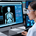 **Image:** A scientist (male or female) working at a computer, with a holographic AI interface overlaid on the screen. The AI is subtly suggesting edits to a scientific paper displayed on the monitor. The scene should convey collaboration and assistance, not replacement. Lab equipment is visible in the background.